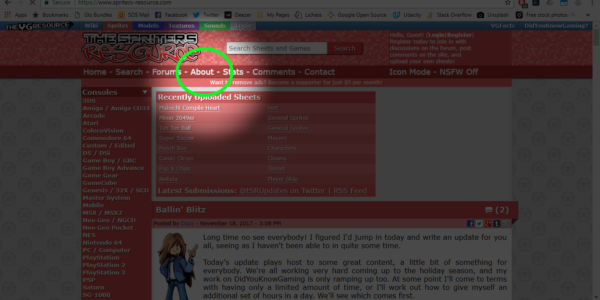For Spriter-Resource.com, users have to wander to the About section to see some surprisingly important license information. How inconvenient.